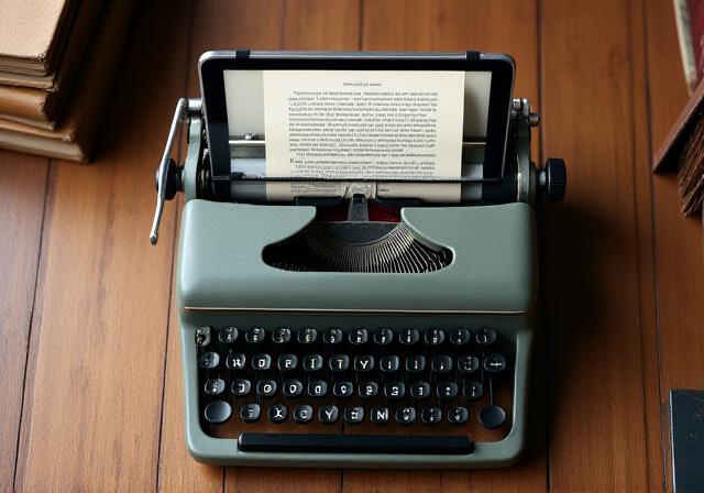 Vintage typewriter and modern tablet side by side